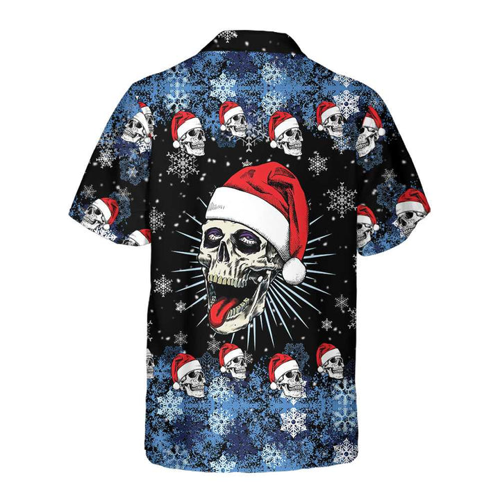 Lune London | Santa Skull Hawaiian Shirt & Snowflakes, funny Christmas skull t-shirt, best Christmas gift idea