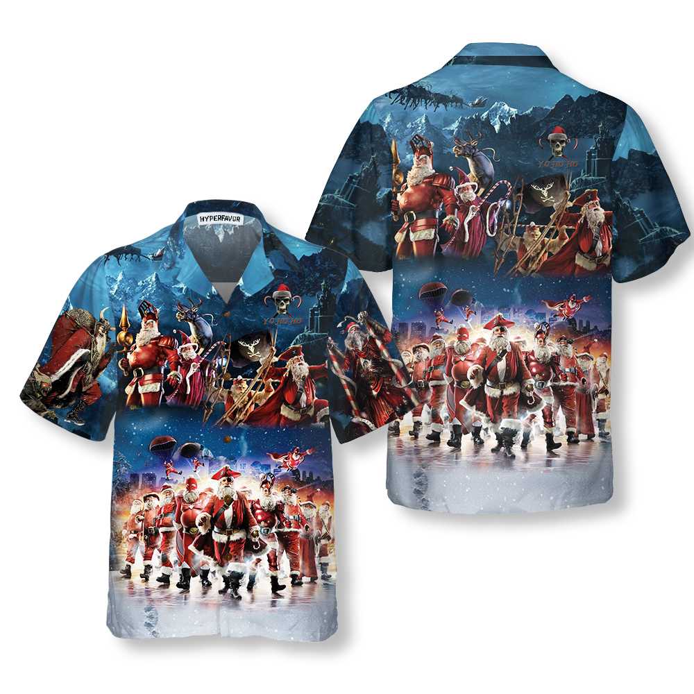 Lune London | Santa Squad Hawaiian shirt Fun Santa, Christmas Hawaiian shirt for men