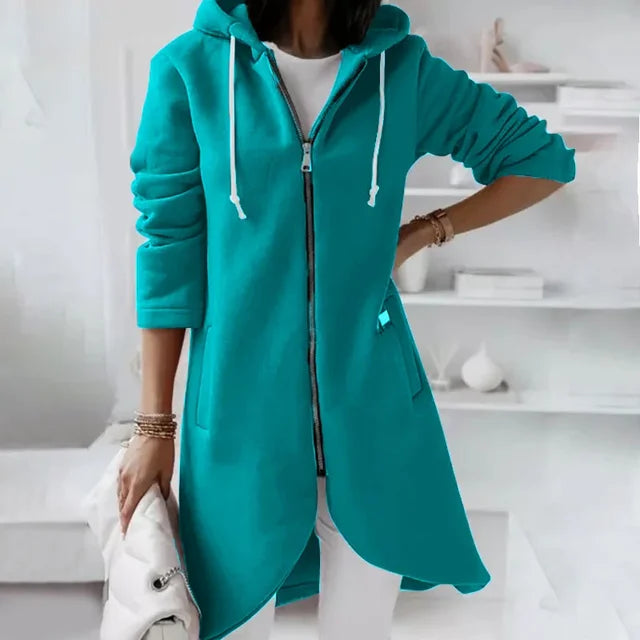 Lune London | Hooded cardigan with curved hem