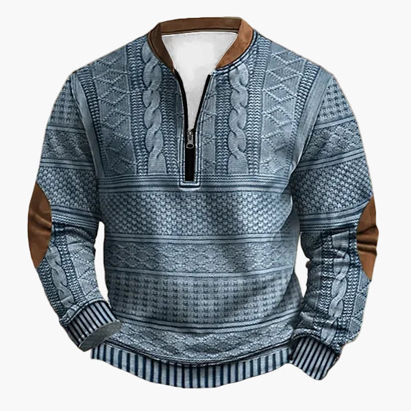Lune London | Knitted sweater with cable knit pattern and quarter zip - Trendy casual sweater for autumn and winter
