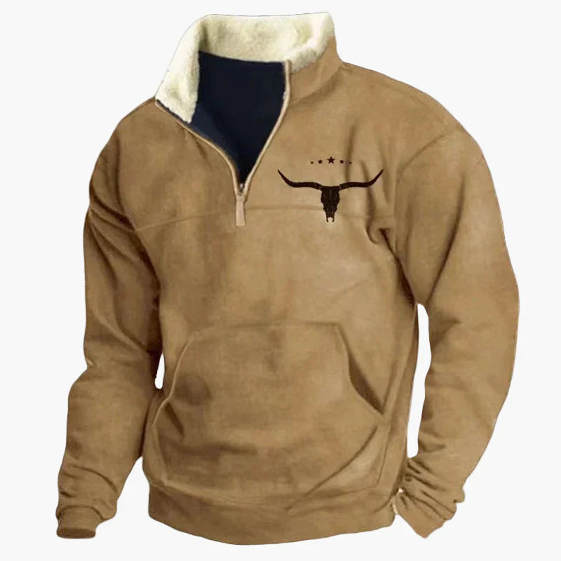 Lune London | Vintage western casual jumper with half zip collar and ethnic pattern for outdoors and leisure