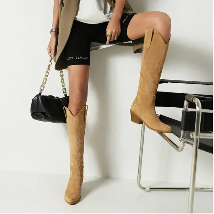 Lune London | Knee-High Cowboy Boots Made Of Suede for Women