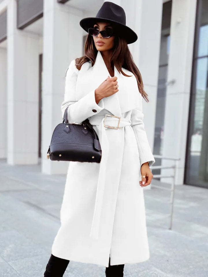 Lune London | Coat - Tailored Fit - Belt with Large Buckle - Knee-Length Elegant Design
