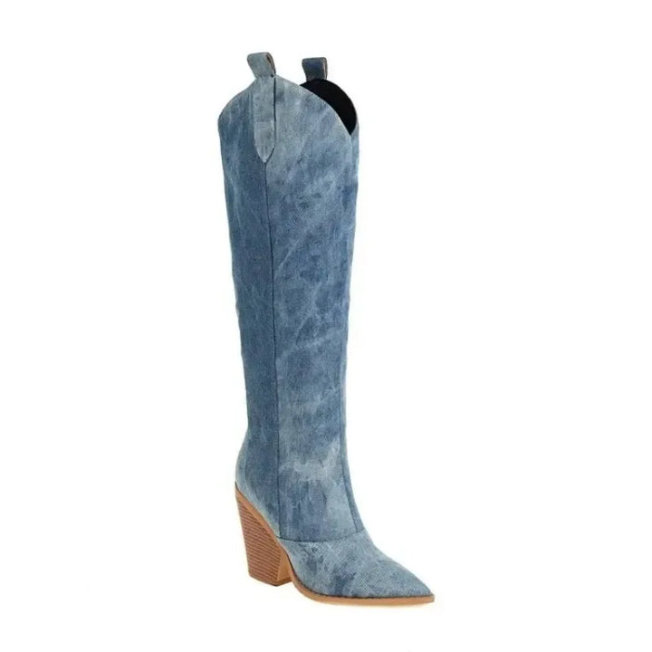 Lune London | Knee-Length Denim Boots