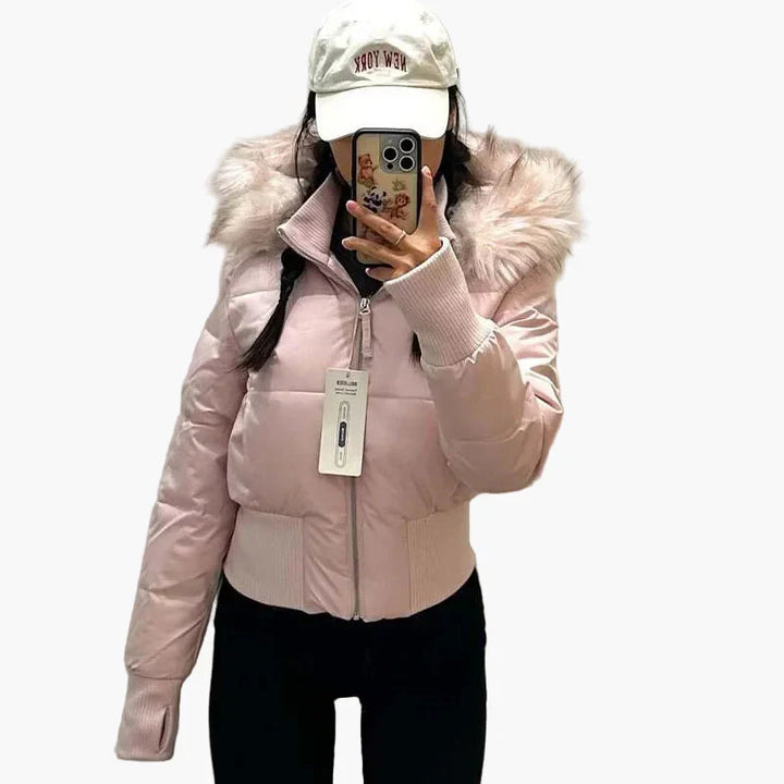 Lune London | Winter jacket with hood and fur collar - Modern and fitted transitional jacket for autumn and winter