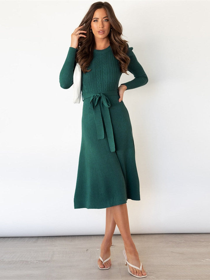 Lune London | Knitted Midi Dress with Round Neckline