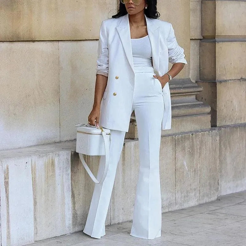 Lune London | Blazer pour femmes - Élégant - Double rangée de boutons, jambes évasées - Parfait pour les occasions professionnelles