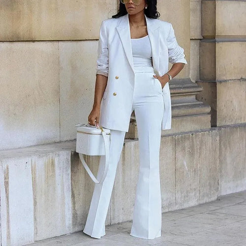 Lune London | Blazer pour femmes - Élégant - Double rangée de boutons, jambes évasées - Parfait pour les occasions professionnelles