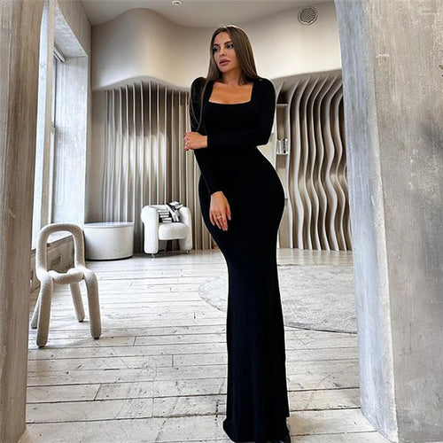 Lune London | Elegant Long Sleeve Bodycon Maxi Dress