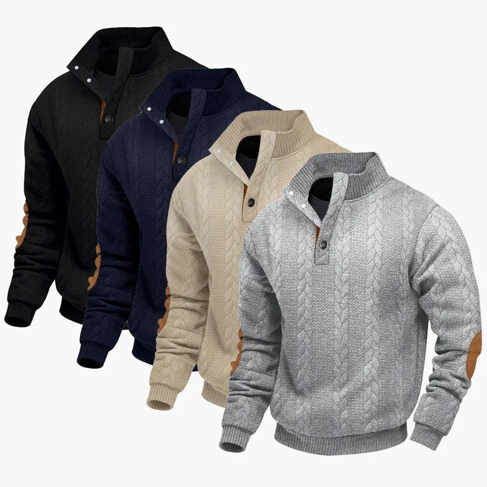 Lune London | Knitted sweater with high collar and elbow patches - Casual style for everyday and leisure
