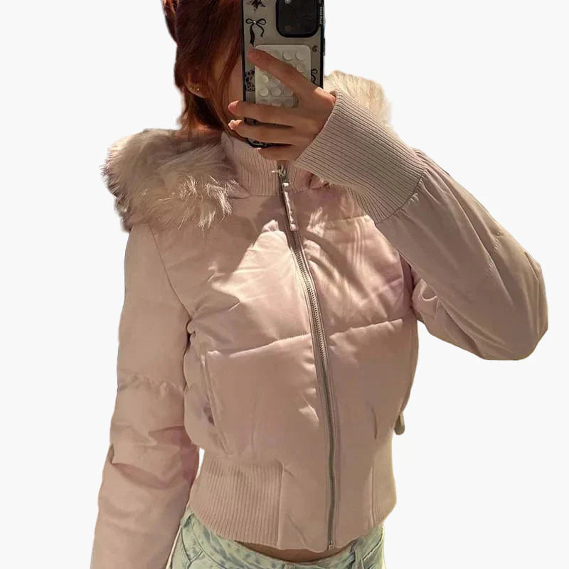 Lune London | Winter jacket with hood and fur collar - Modern and fitted transitional jacket for autumn and winter