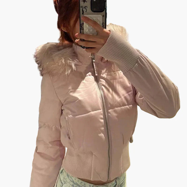 Lune London | Winter jacket with hood and fur collar - Modern and fitted transitional jacket for autumn and winter