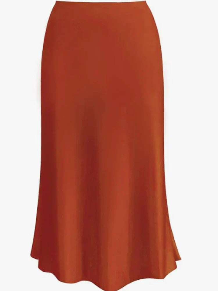 Lune London | Women's Satin Silk Skirts Summer Spring Korean Fashion Clothing Office Ladies Long Skirts Elegant Black Maxi Skirts for Women