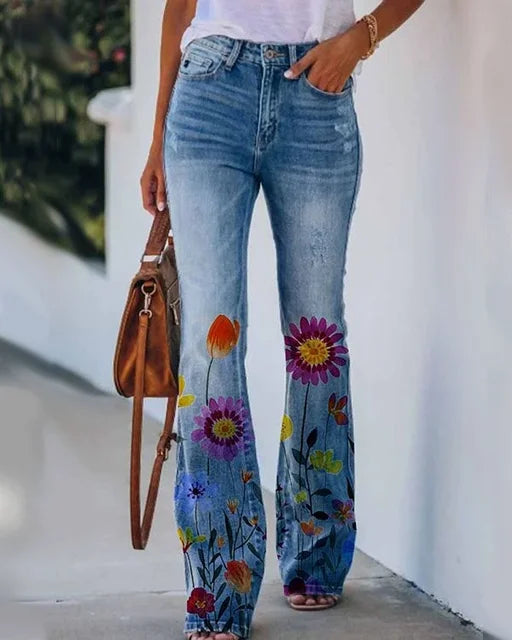 Women's Denim Flared Jeans with Trendy Cut & High Fit Lune London