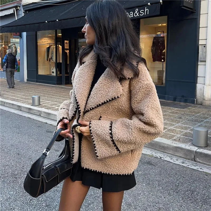 Lune London | Veste en fleece pour femmes - Beige - Chaud et confortable
