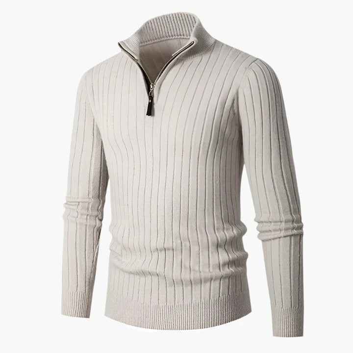 Lune London | Knit sweater with mock neck and half-zip - Elegant casual and professional look