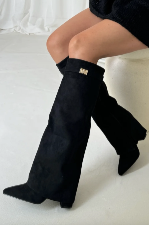 Lune London | Boots - Suede - Knee-Length - Pointed - Block Heel - Elegant Fit