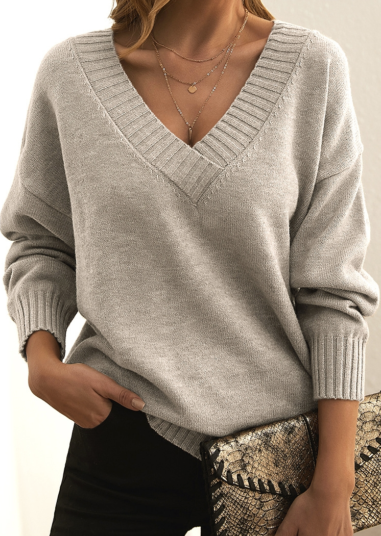 Lune London | Knit sweater - Soft wool blend - V-neck - Loose fit - Long sleeves