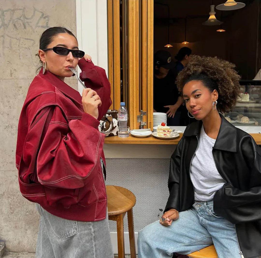 Lune London | Oversized leather bomber jacket