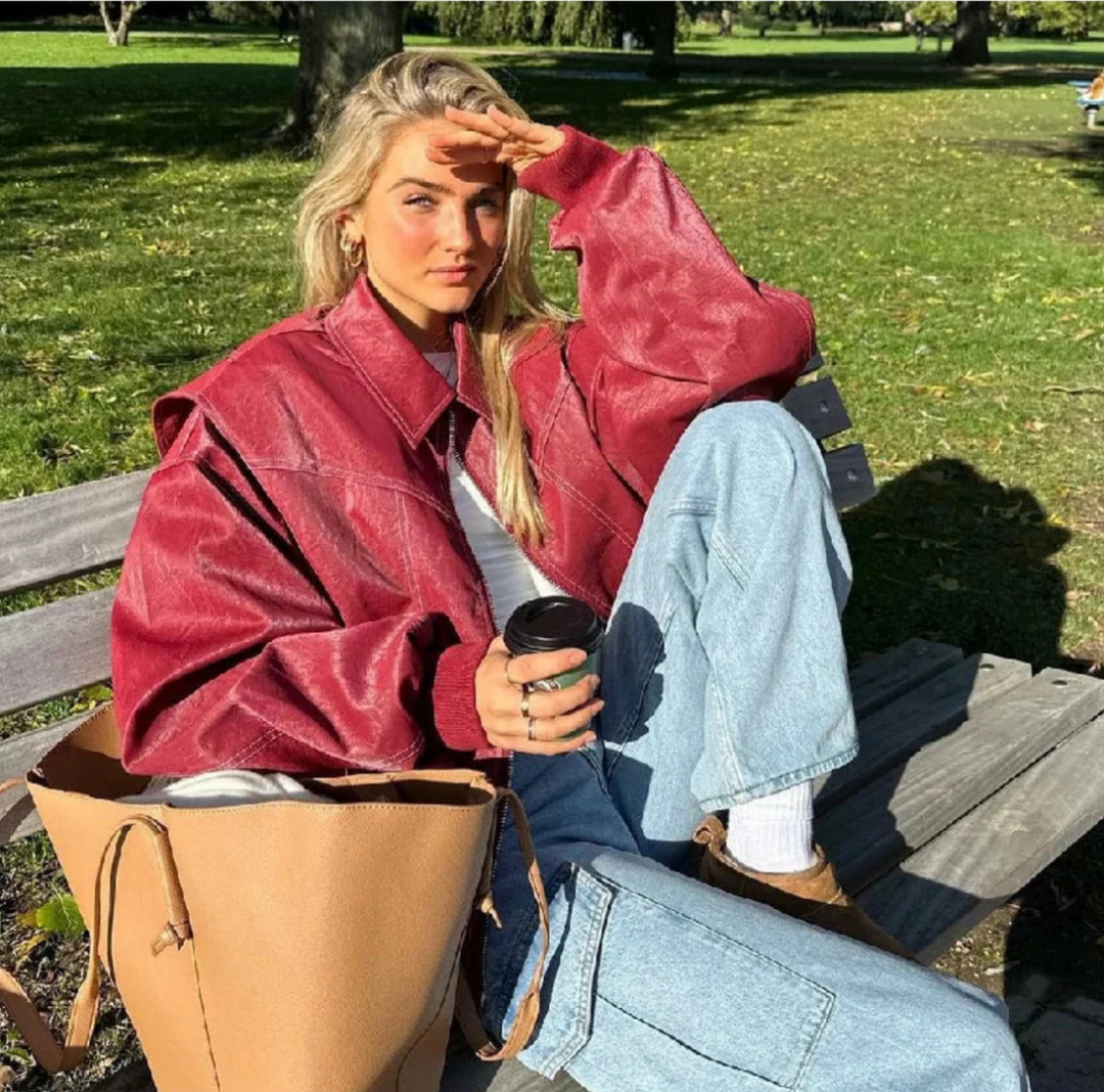 Lune London | Oversized leather bomber jacket
