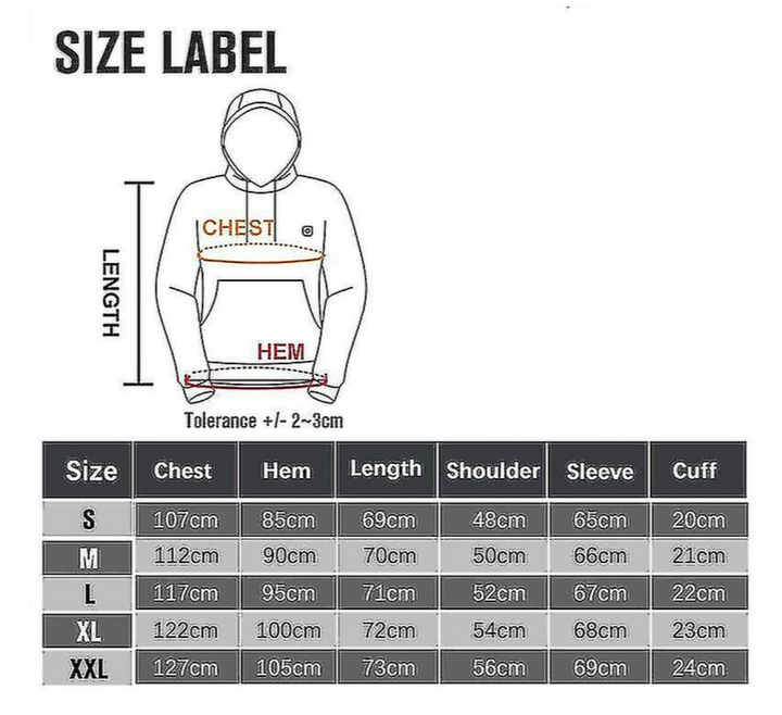 Lune London Hoodies, USB lightweight heating jacket
