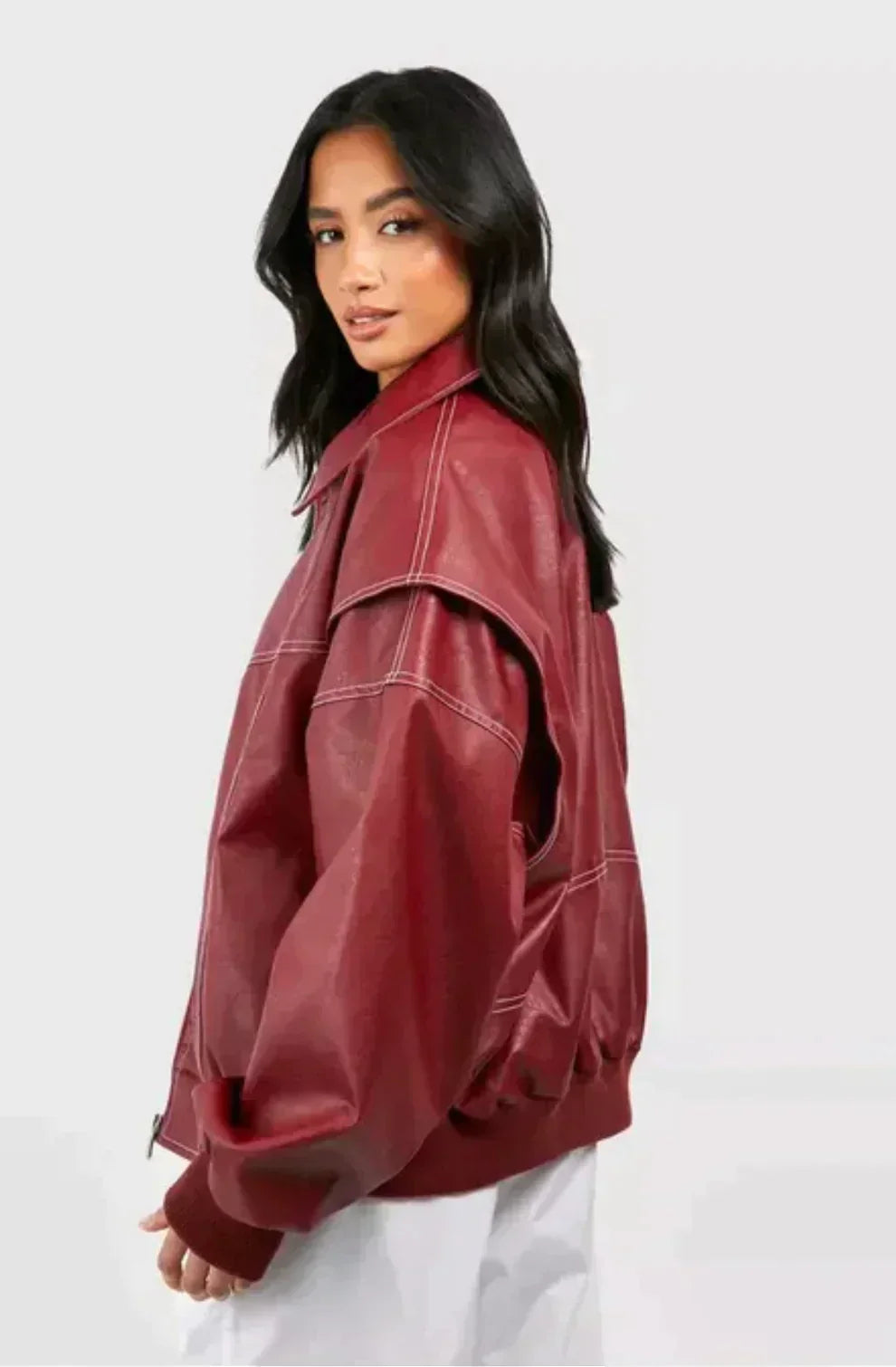 Lune London | Oversized leather bomber jacket