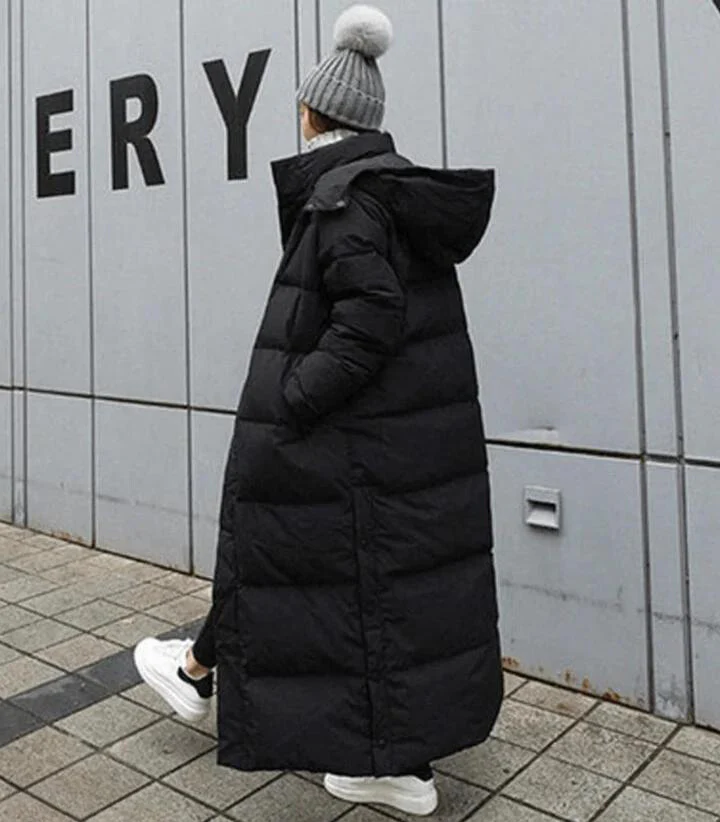 Chic Und Stil | Long Down Jacket with Hood for Women