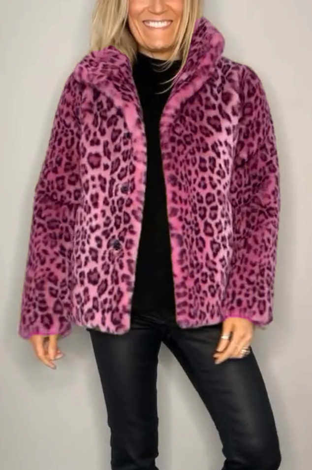Lune London | Classic Ladies Winter Coat with Leopard Print