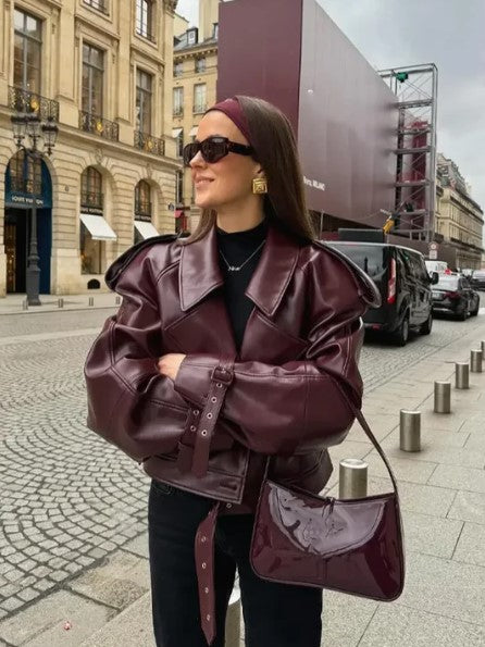 Lune London | Veste en cuir courte automne-hiver pour femmes