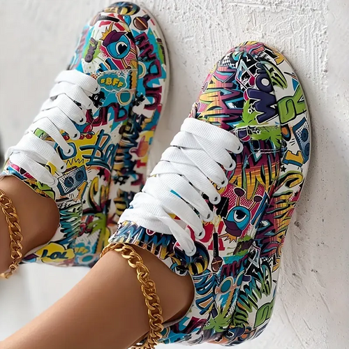 Lune London | Women's Stylish Sneakers with Graffiti Print Comfortable