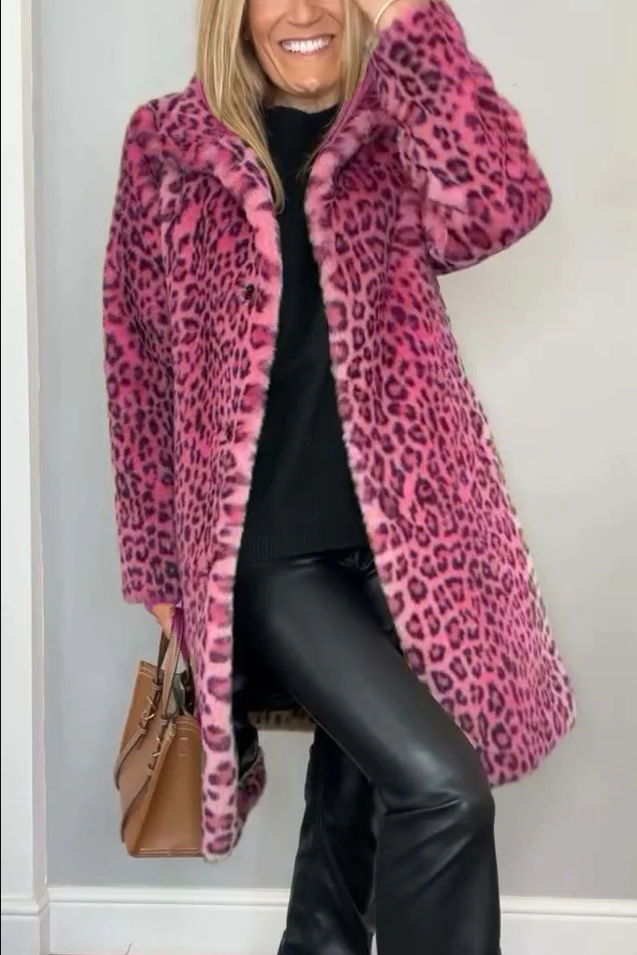 Lune London | Classic Ladies Winter Coat with Leopard Print