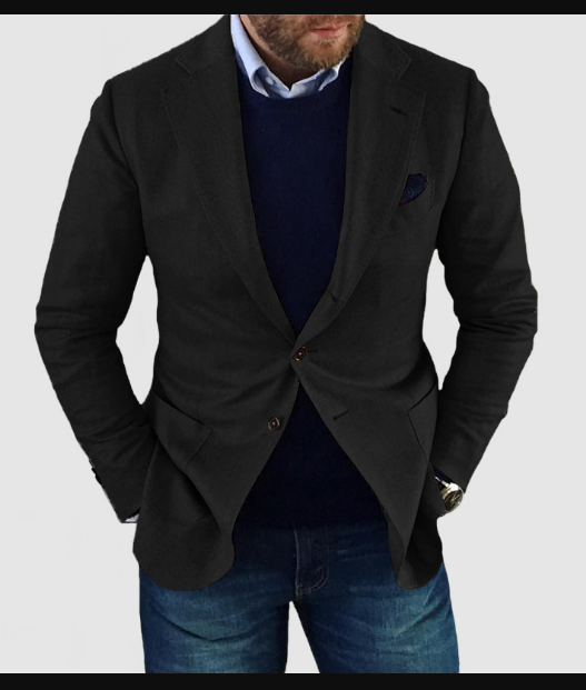 Lune London | Men's Cardigan with Casual Buttons Pockets and Lapel Collar Solid Color Long Sleeves