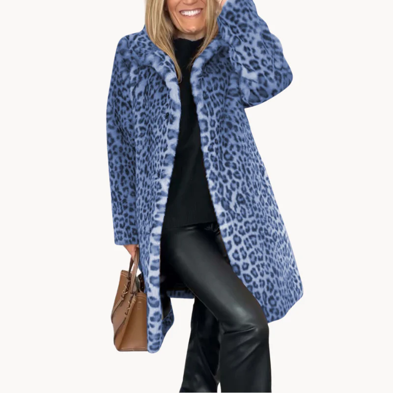 Lune London | Classic Ladies Winter Coat with Leopard Print