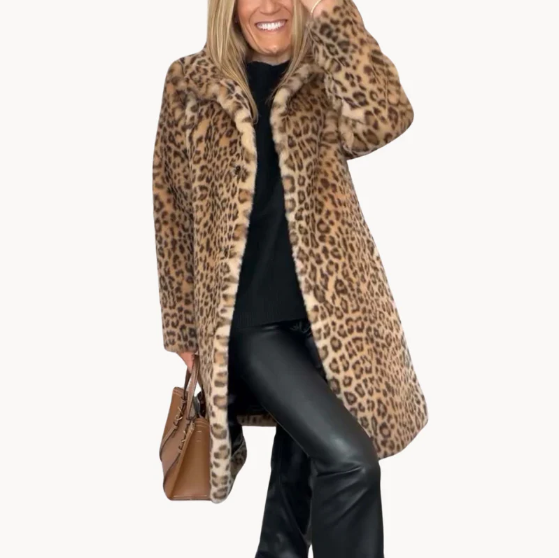 Lune London | Classic Ladies Winter Coat with Leopard Print