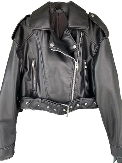 Lune London | Leather Lapel Cropped Jacket with Belt