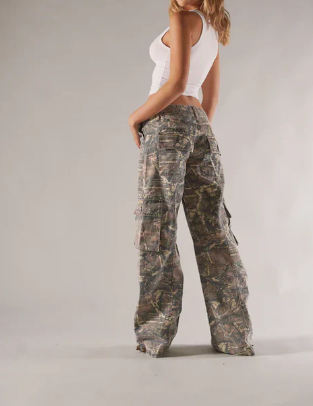 Lune London | Low Rise Cargo Pants Brown Camo