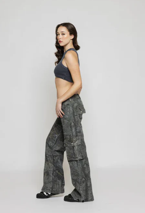 Lune London | Low Rise Cargo Pants Brown Camo