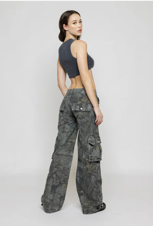 Lune London | Low Rise Cargo Pants Brown Camo