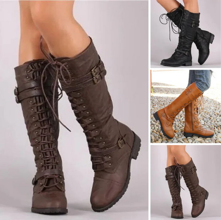 Lune London | Retro Lace-Up Boots with Buckle