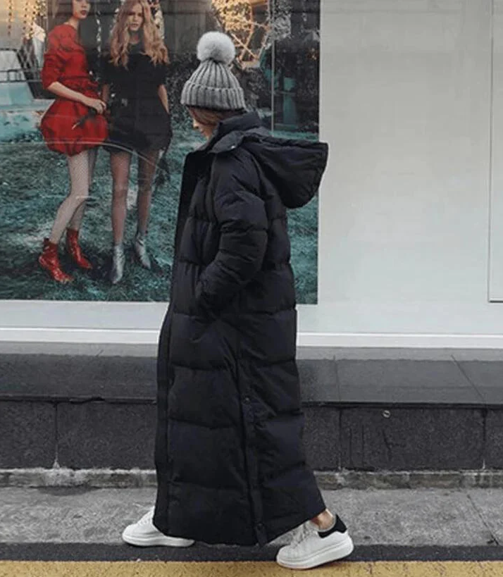 Chic Und Stil | Long Down Jacket with Hood for Women