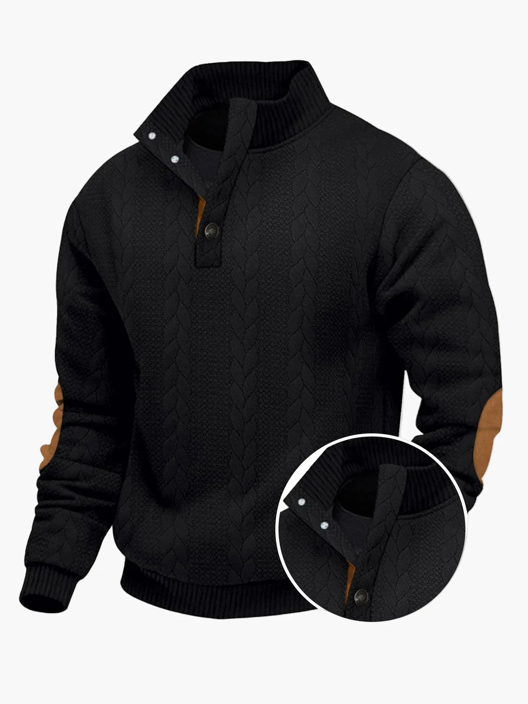Lune London | Knitted sweater with high collar and elbow patches - Casual style for everyday and leisure