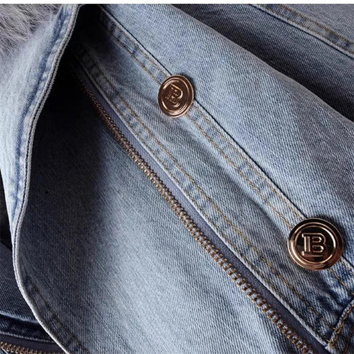 Lune London | Denim Jacket with Faux Fur Collar