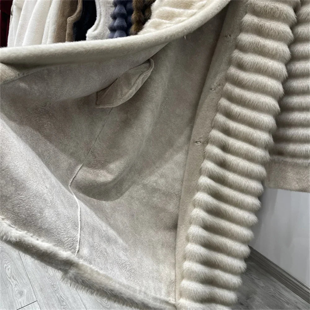 Lune London | Relaxed Fit Coat - Stand-up Collar Coat with Banded Fur Trim
