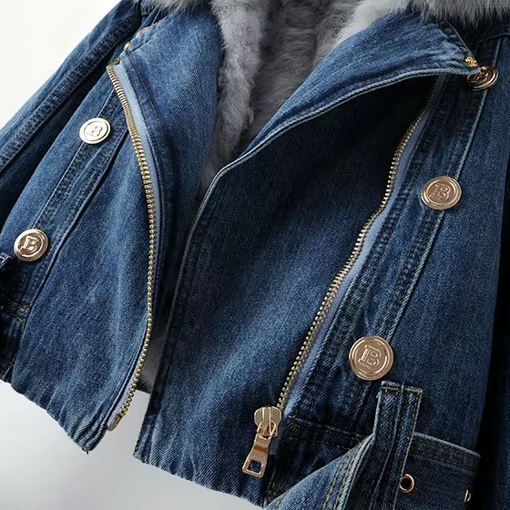 Lune London | Denim Jacket with Faux Fur Collar
