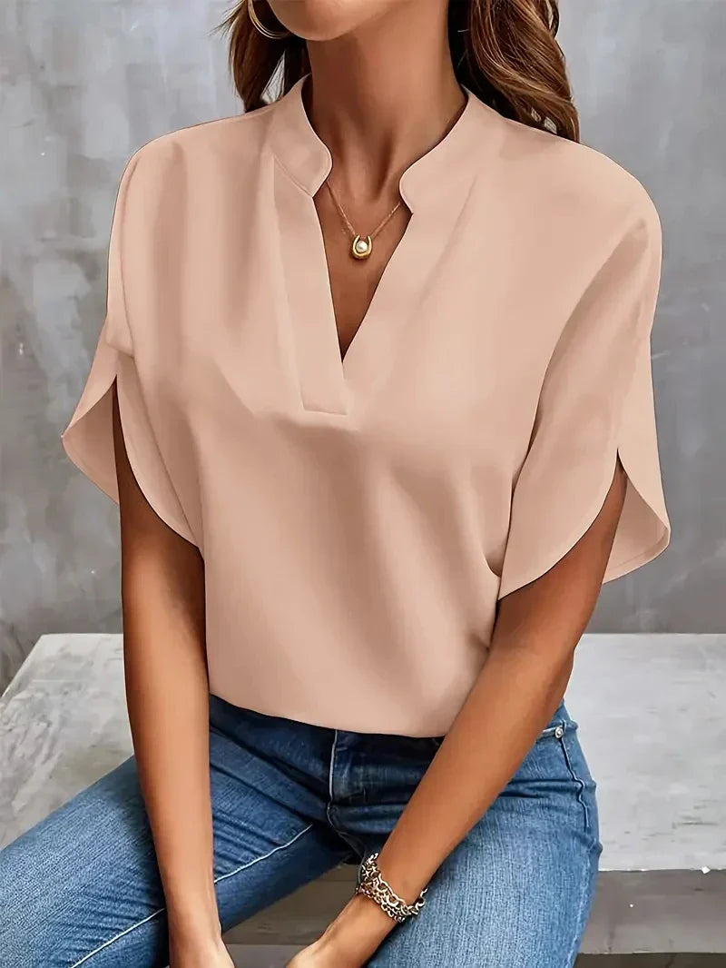 Lune London | Blouse with V-Neck and Side Slits