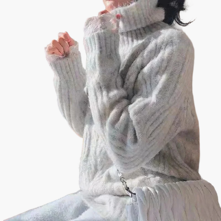 Lune London | Korean style oversized knitted sweater with turtleneck - Fashionable sweater for autumn and winter