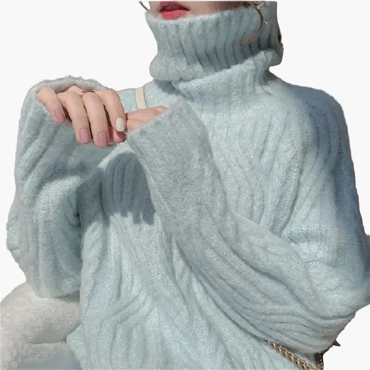 Lune London | Korean style oversized knitted sweater with turtleneck - Fashionable sweater for autumn and winter