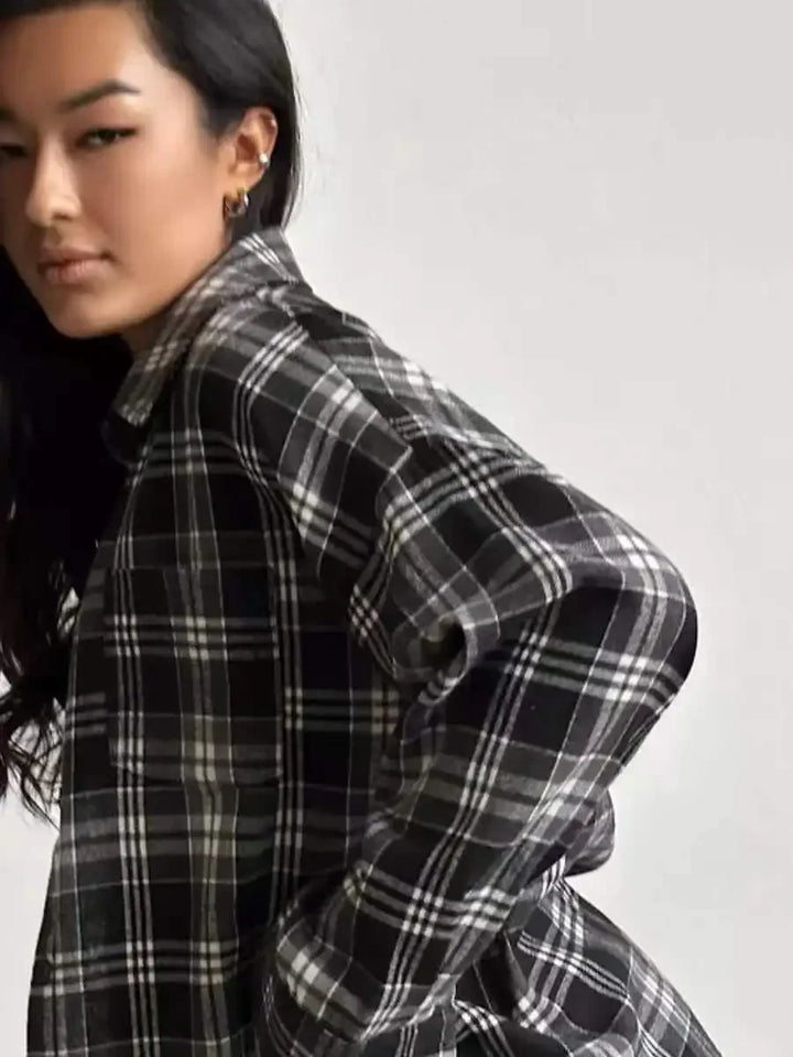 Lune London | Long Sleeve Shirt with Checkered Pattern Cotton Blend Casual and Trendy