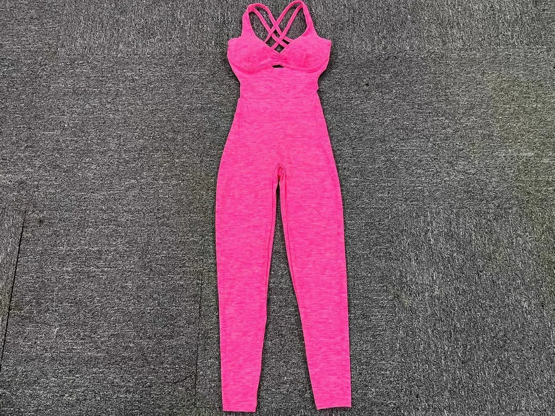 Lune London | Sporty Jumpsuit Women Sportswear Push-Up Gym Set Women Fitness Overall Lycra Sports Outfit for Women Sportswear Yoga Clothing Pink