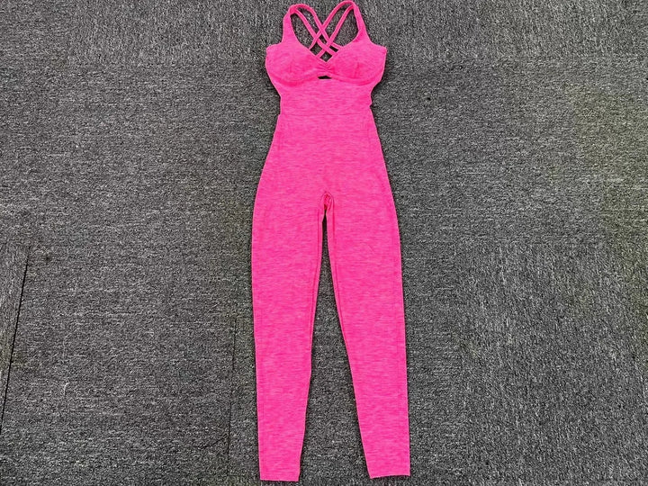 Lune London | Sporty Jumpsuit Women Sportswear Push-Up Gym Set Women Fitness Overall Lycra Sports Outfit for Women Sportswear Yoga Clothing Pink